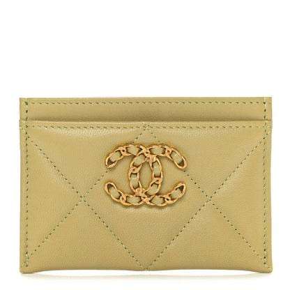 Chanel Lambskin Quilted Chanel 19 Card Holder Light Green 1 of 8