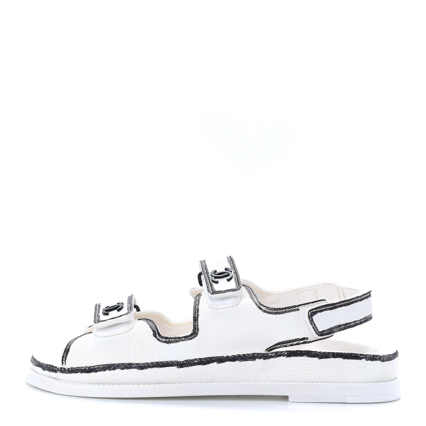 Printed Calfskin Velcro Dad Sandals 40 White Black