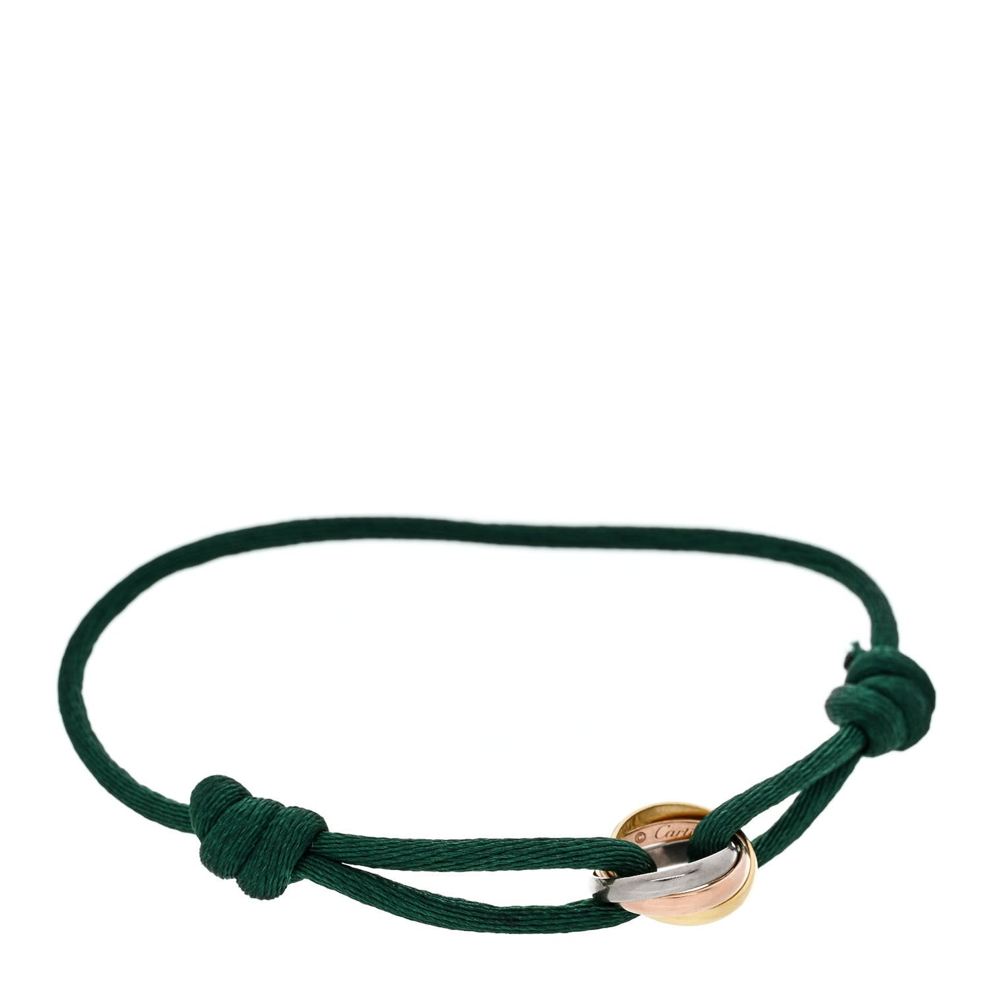 18K Pink Yellow White Gold Trinity Adjustable Cord Bracelet Green