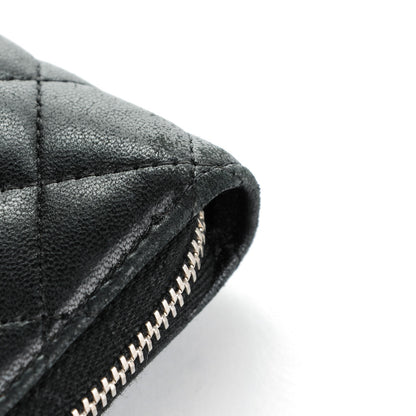 Chanel Lambskin Quilted Zip Around Coin Purse Wallet Black 9 of 9