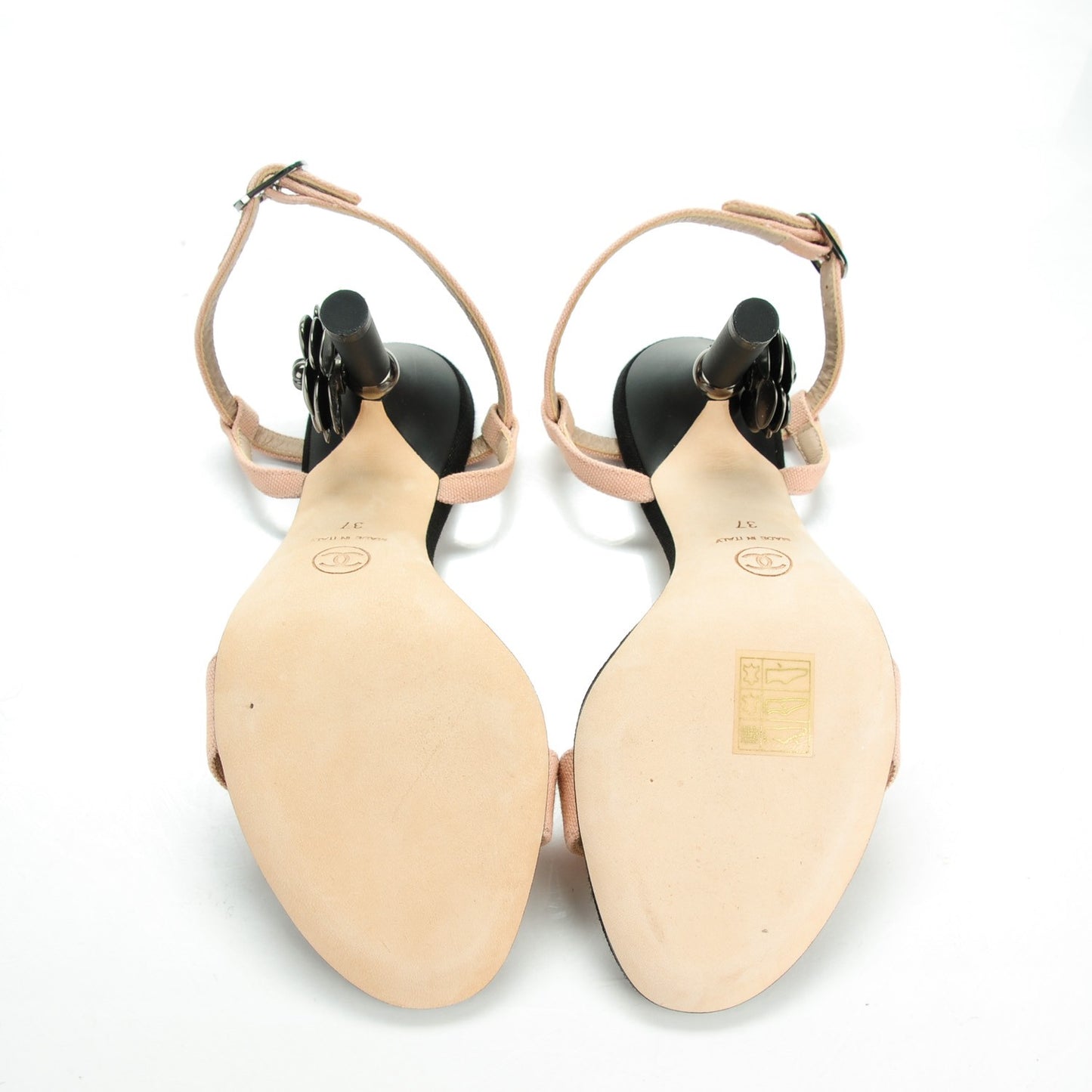 Canvas Camellia CC Sandals 37 Rose Black
