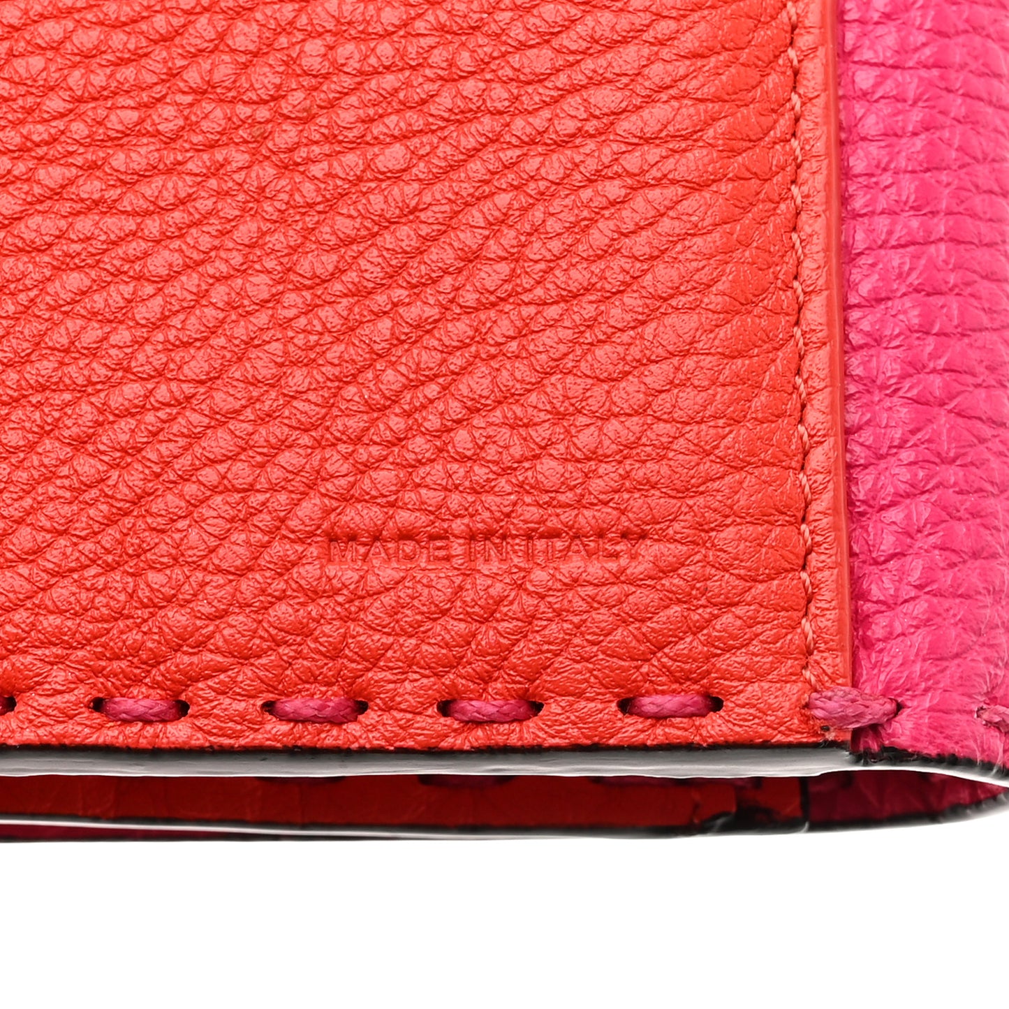 Cuoio Romano Selleria Bi-Color Peekaboo Continental Wallet Fuxia Papavero