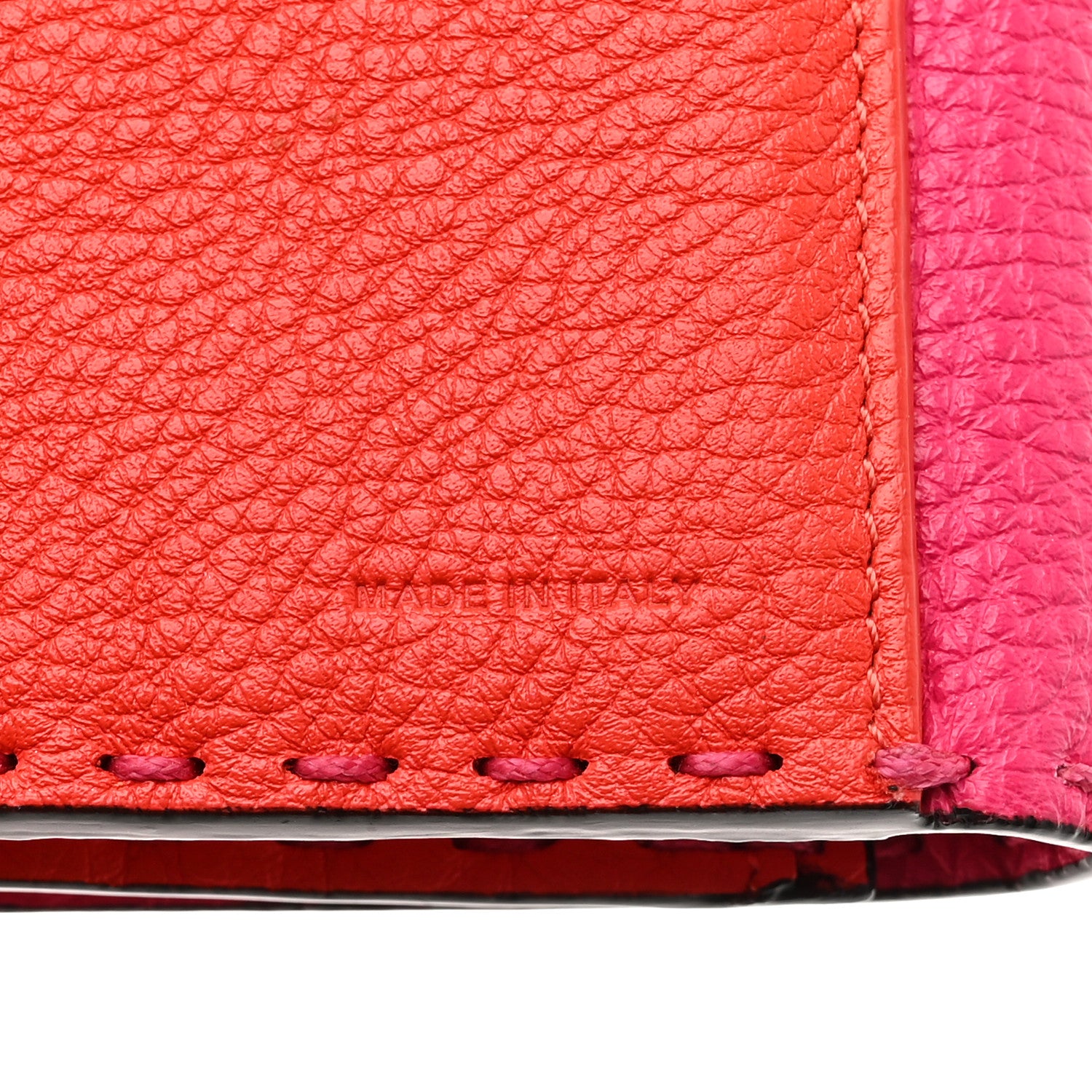 Fendi Cuoio Romano Selleria Bi-Color Peekaboo Continental Wallet Fuxia Papavero 11 of 13