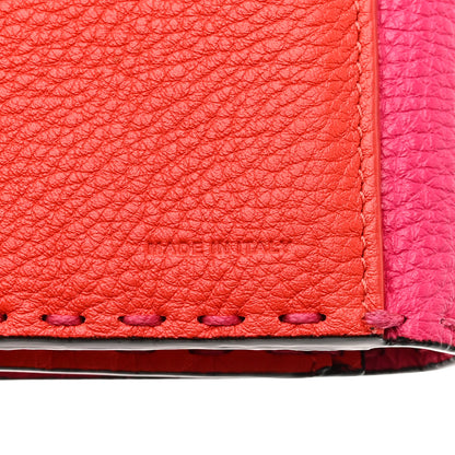 Fendi Cuoio Romano Selleria Bi-Color Peekaboo Continental Wallet Fuxia Papavero 11 of 13