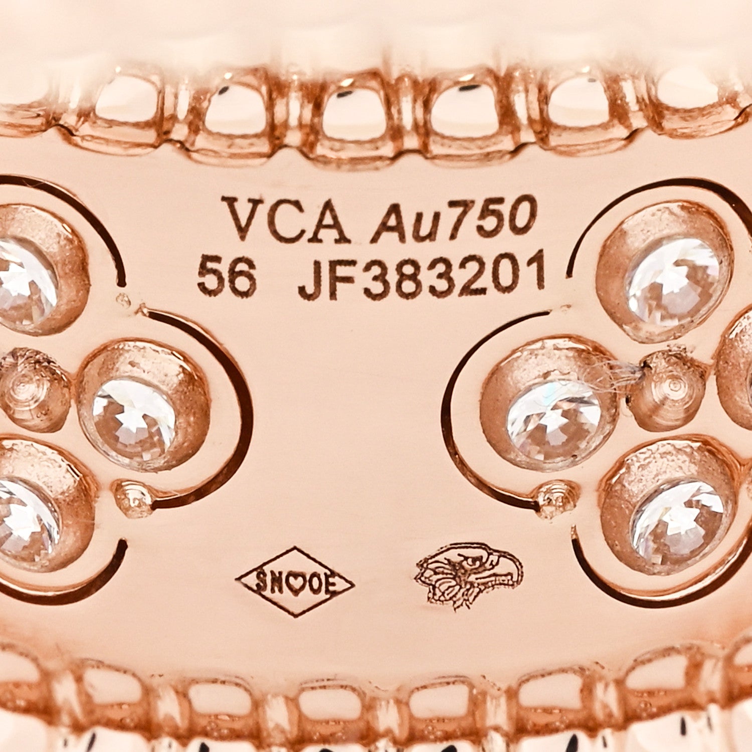 Van Cleef & Arpels 18K Rose Gold Diamond Medium Perlee Clovers Ring 56 7.75 4 of 5