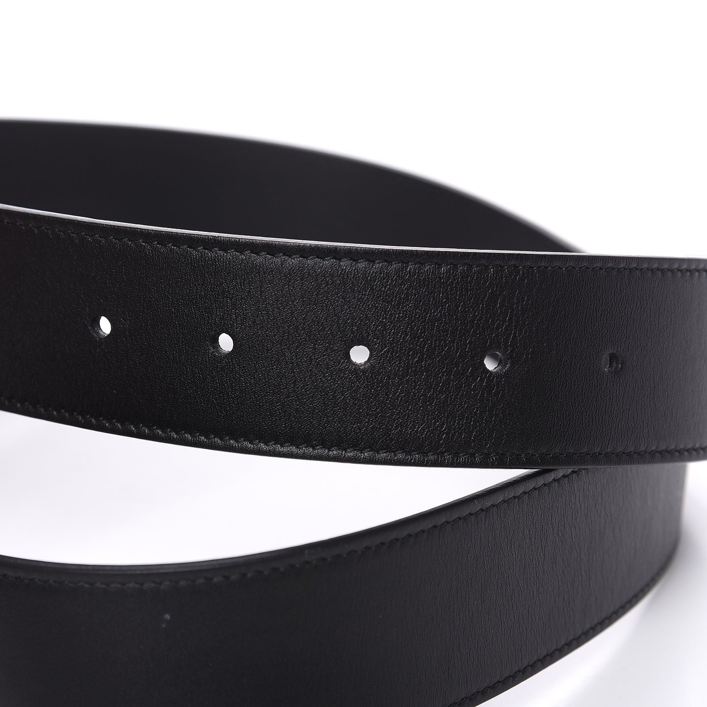 Moon Calfskin Pearl Double G 40mm Belt 95 38 Black Cream
