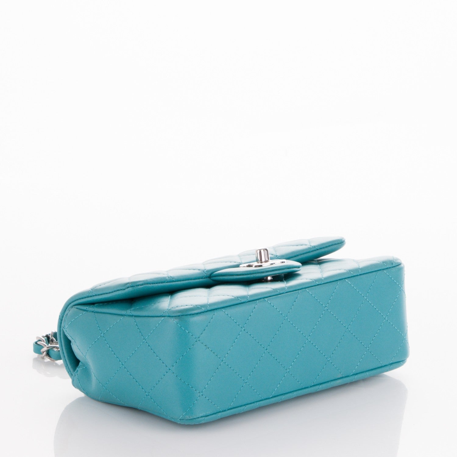 Chanel Lambskin Quilted Mini Rectangular Flap Turquoise 4 of 7