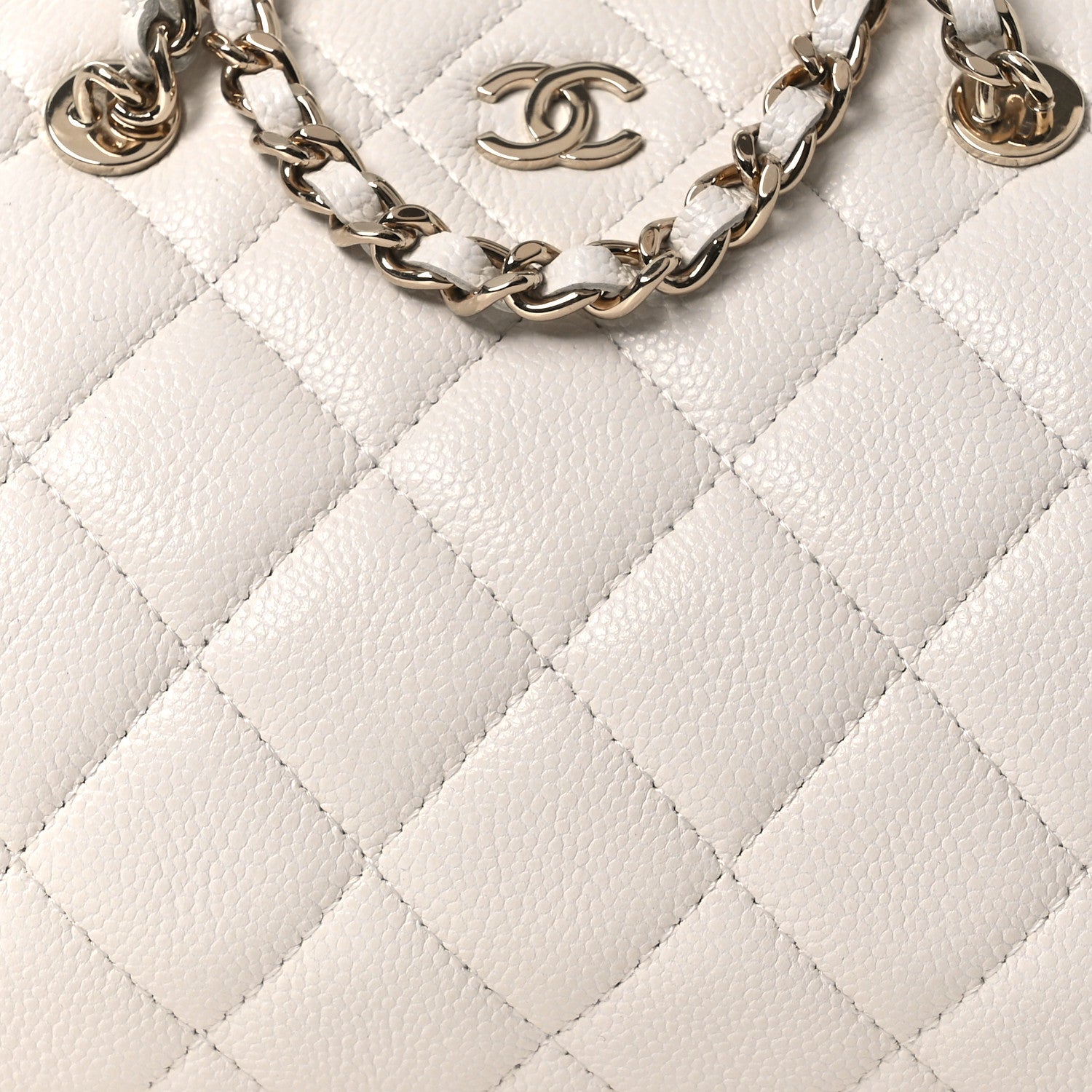 Chanel Caviar Quilted Barrel Clutch With Chain White 8 of 11