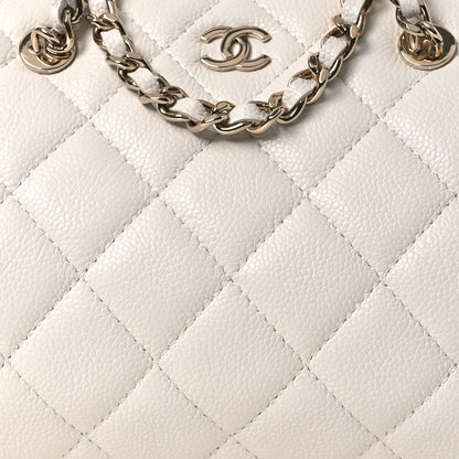 Chanel Caviar Quilted Barrel Clutch With Chain White 8 of 11