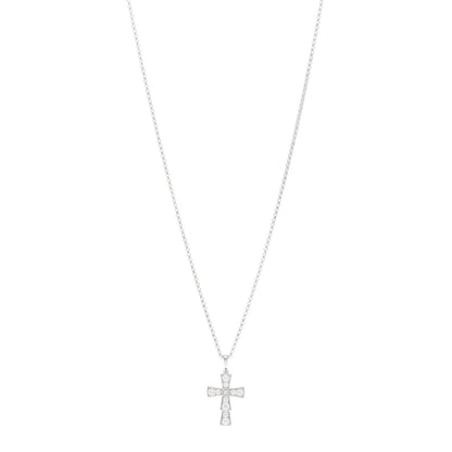 Bulgari 18K White Gold Diamond Croce Cross Pendant Necklace 1 of 5