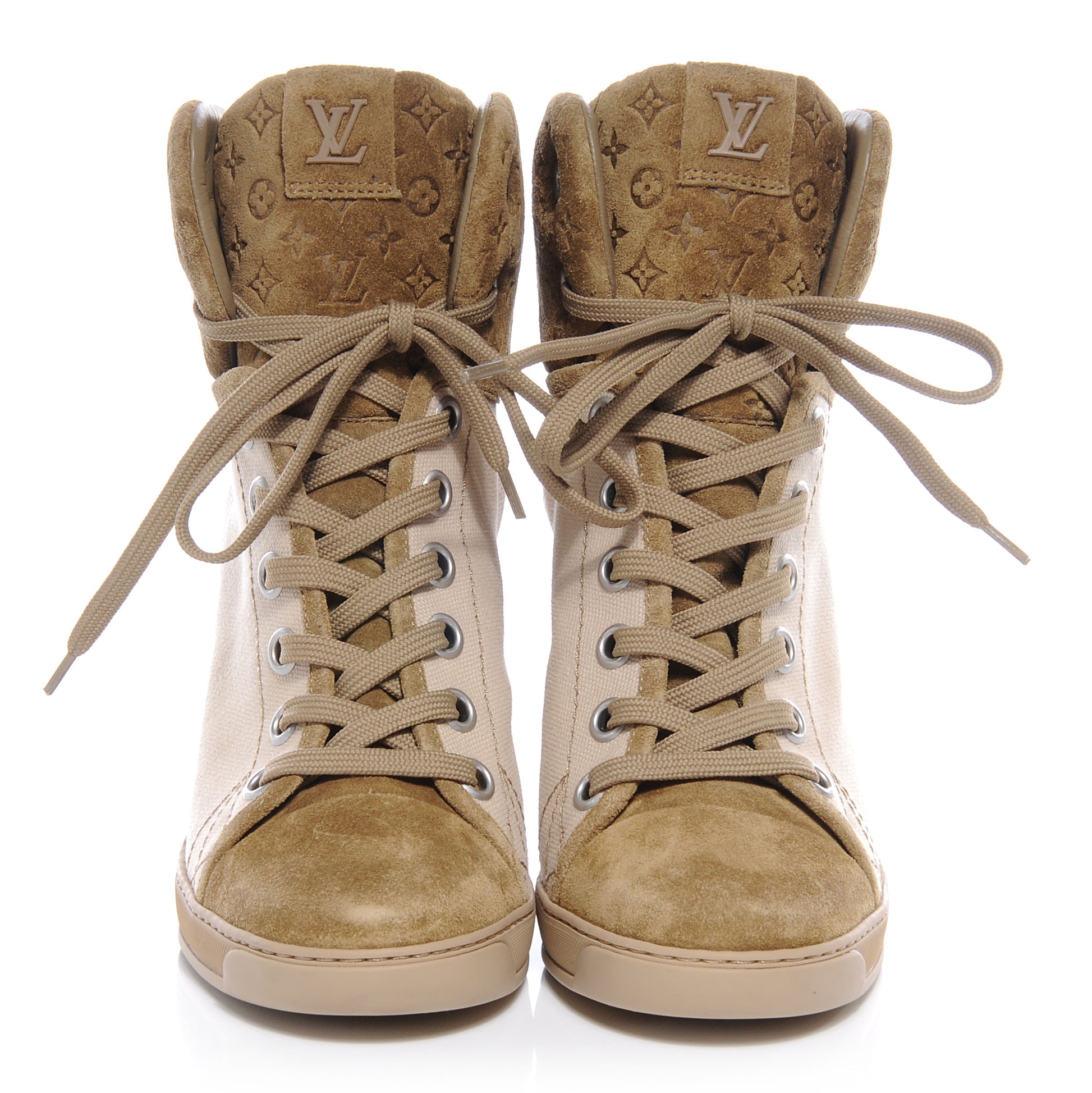 Louis Vuitton Suede Batignolles Wedges 38 Beige 2 of 7