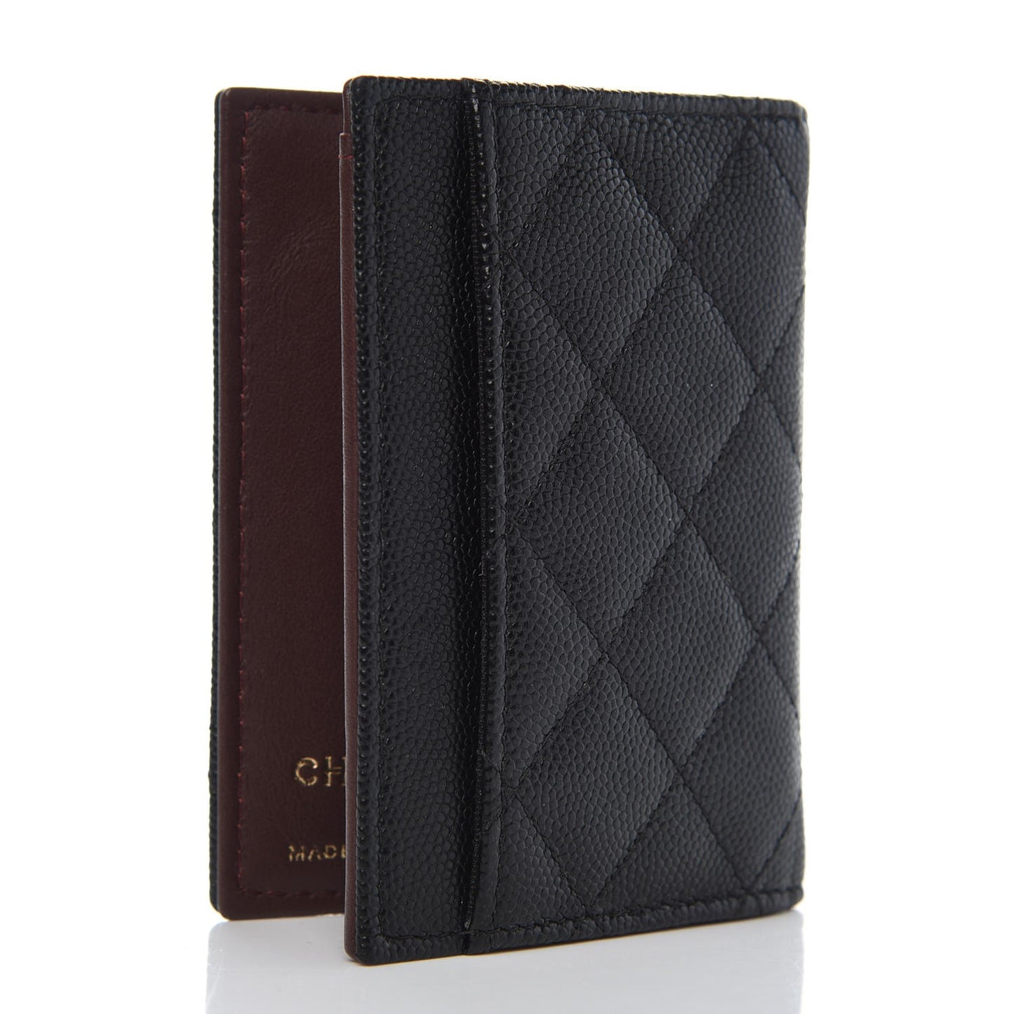 Caviar Quilted Card Holder Wallet Black