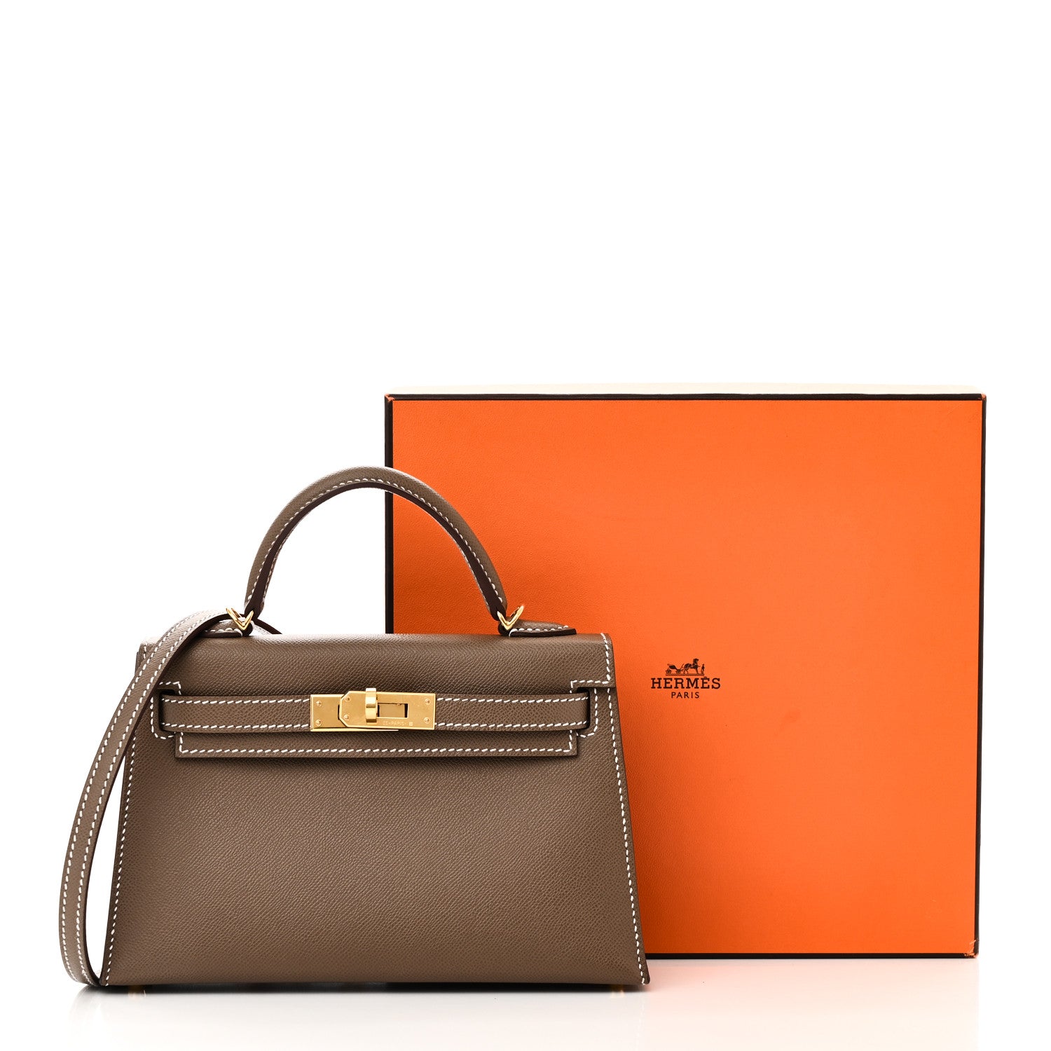 Hermes Madame Calfskin Mini Kelly Sellier 20 Etoupe 10 of 10