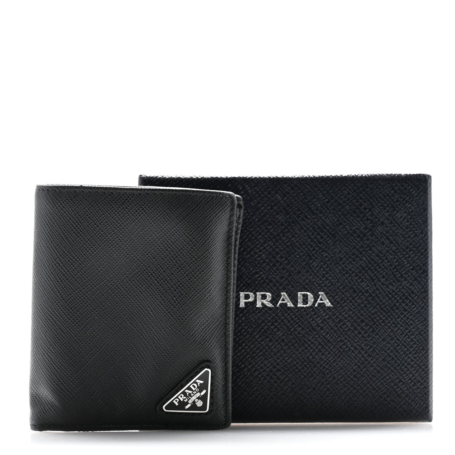 Saffiano Triangle Bi-Fold Wallet Black