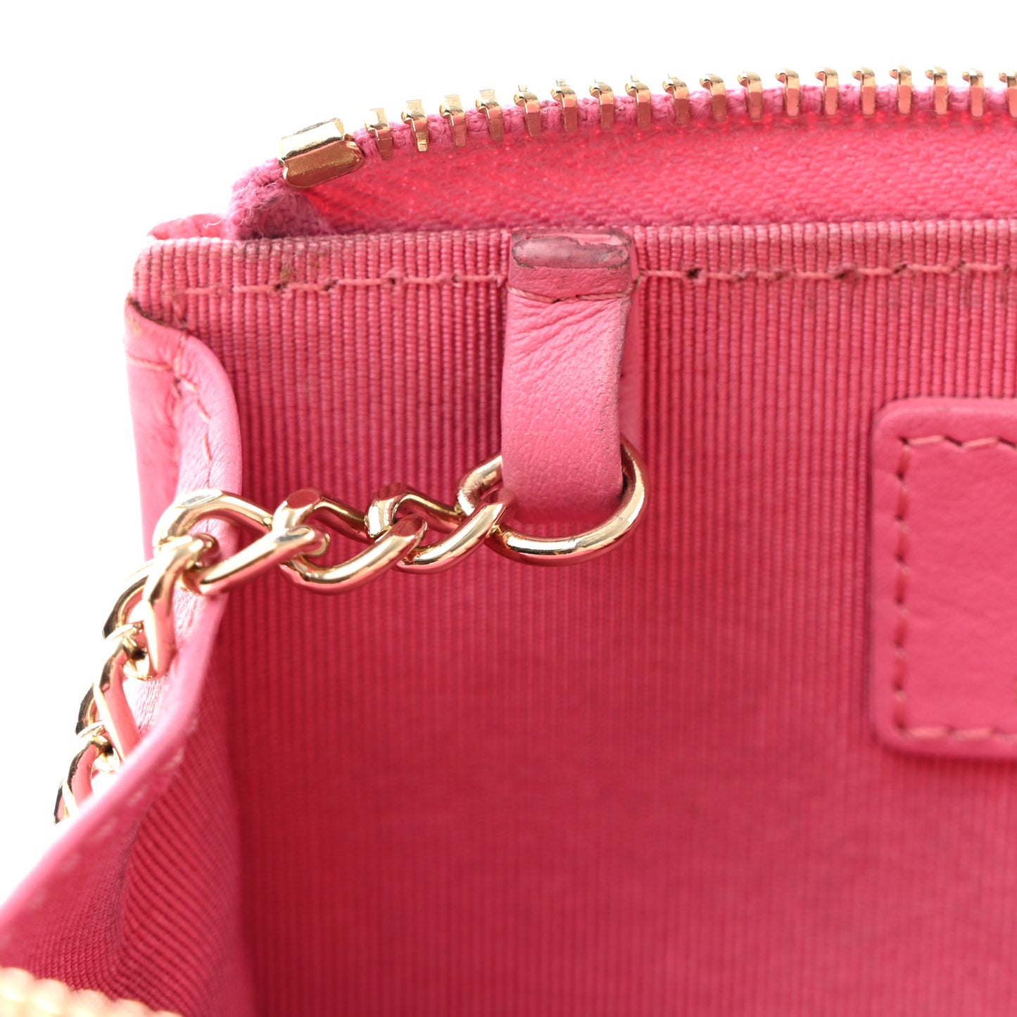 Caviar Quilted Zipped Key Holder Case Pink