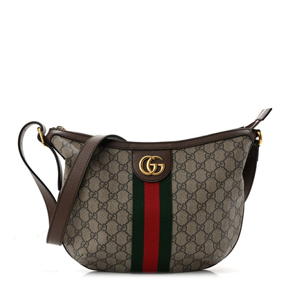 Gucci GG Supreme Monogram Web Small Ophidia Half Moon Hobo Brown 1 of 13