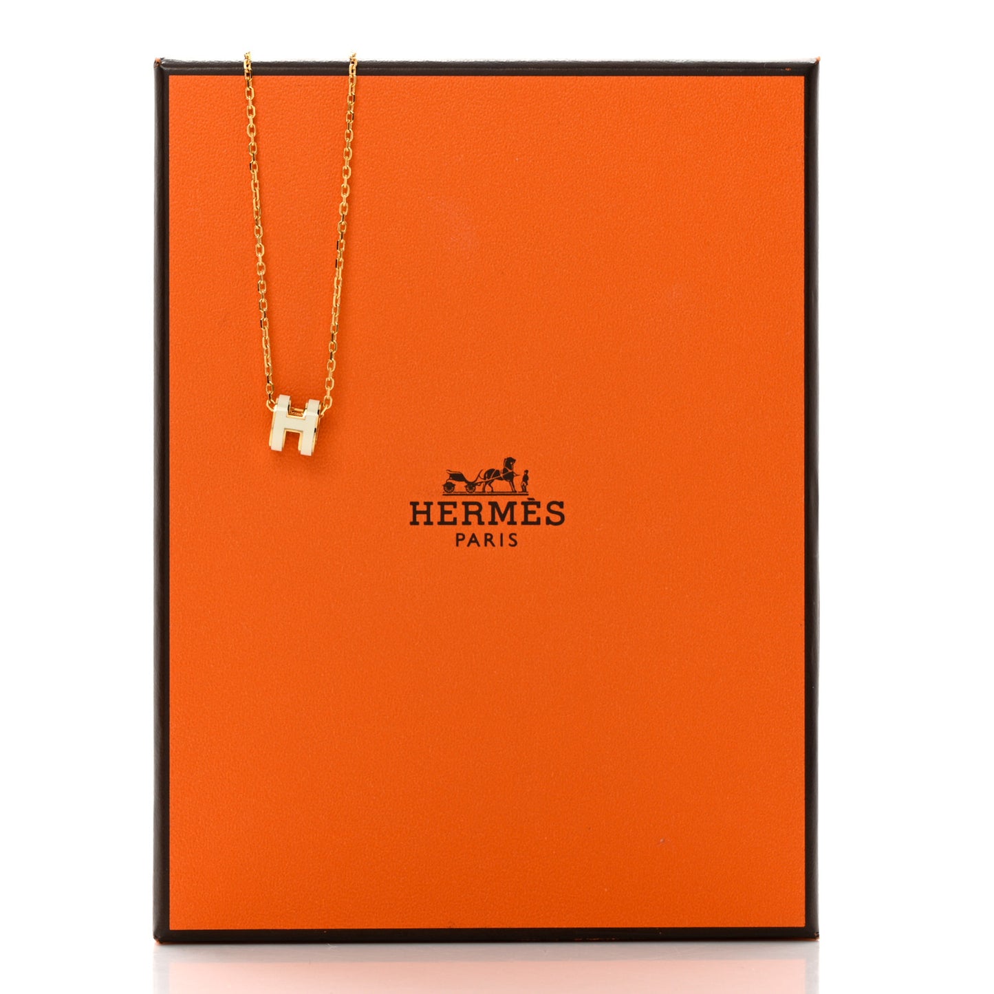 Lacquered Gold Mini Pop H Pendant Necklace White