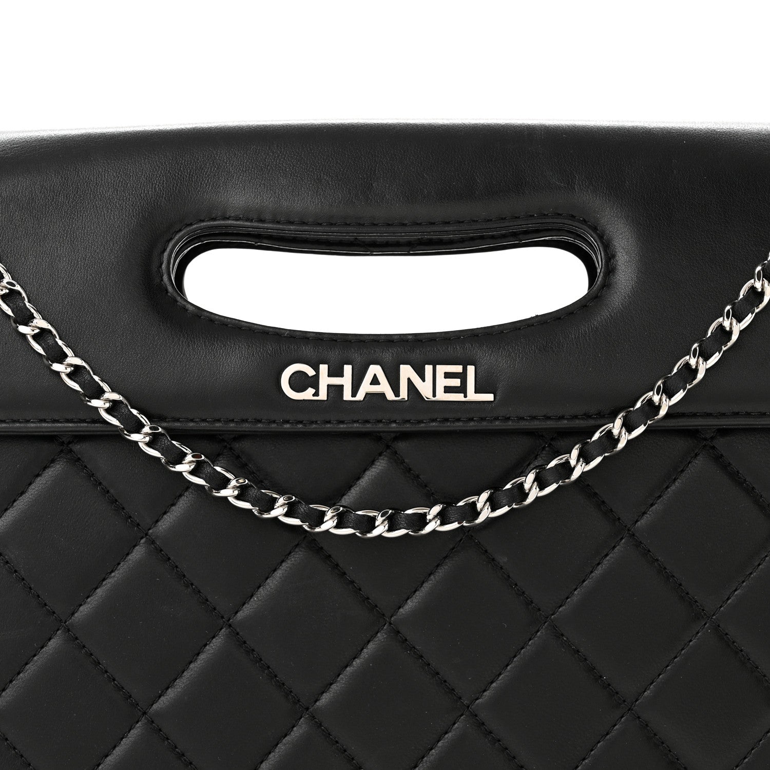 Chanel Lambskin Top Handle Logo Flap Black 8 of 11