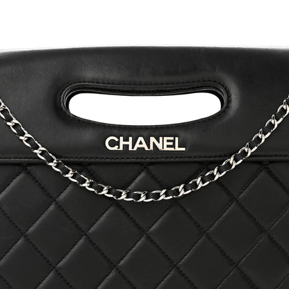 Chanel Lambskin Top Handle Logo Flap Black 8 of 11
