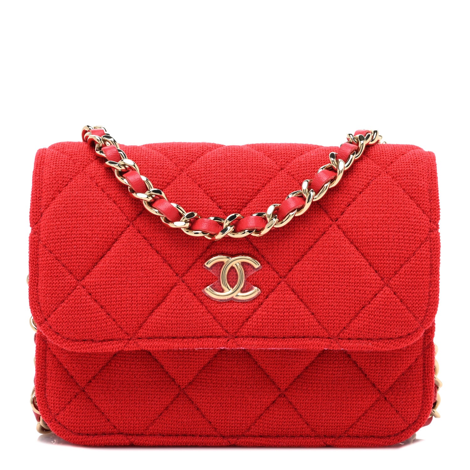 Chanel Jersey Quilted Micro Mini Flap Red 1 of 10