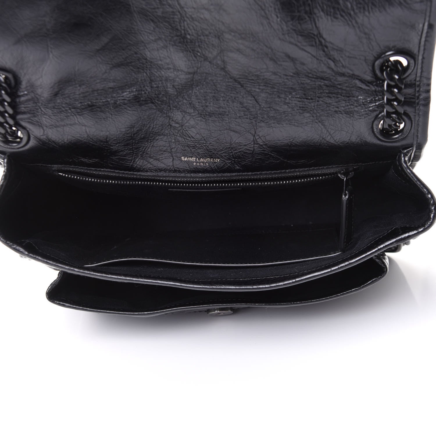 Saint Laurent Crinkled Calfskin Matelasse Monogram Medium Niki Chain Satchel Black 5 of 10