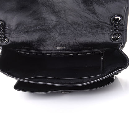Saint Laurent Crinkled Calfskin Matelasse Monogram Medium Niki Chain Satchel Black 5 of 10