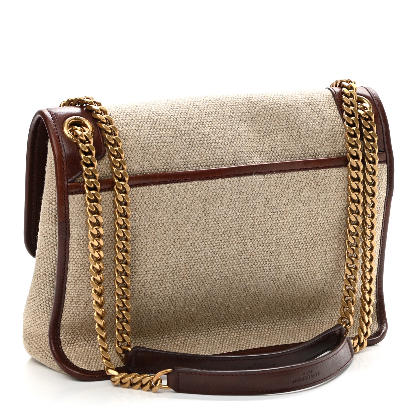 Cotton Canvas Vintage Calfskin Monogram Medium Niki Chain Satchel Natural Chocolate