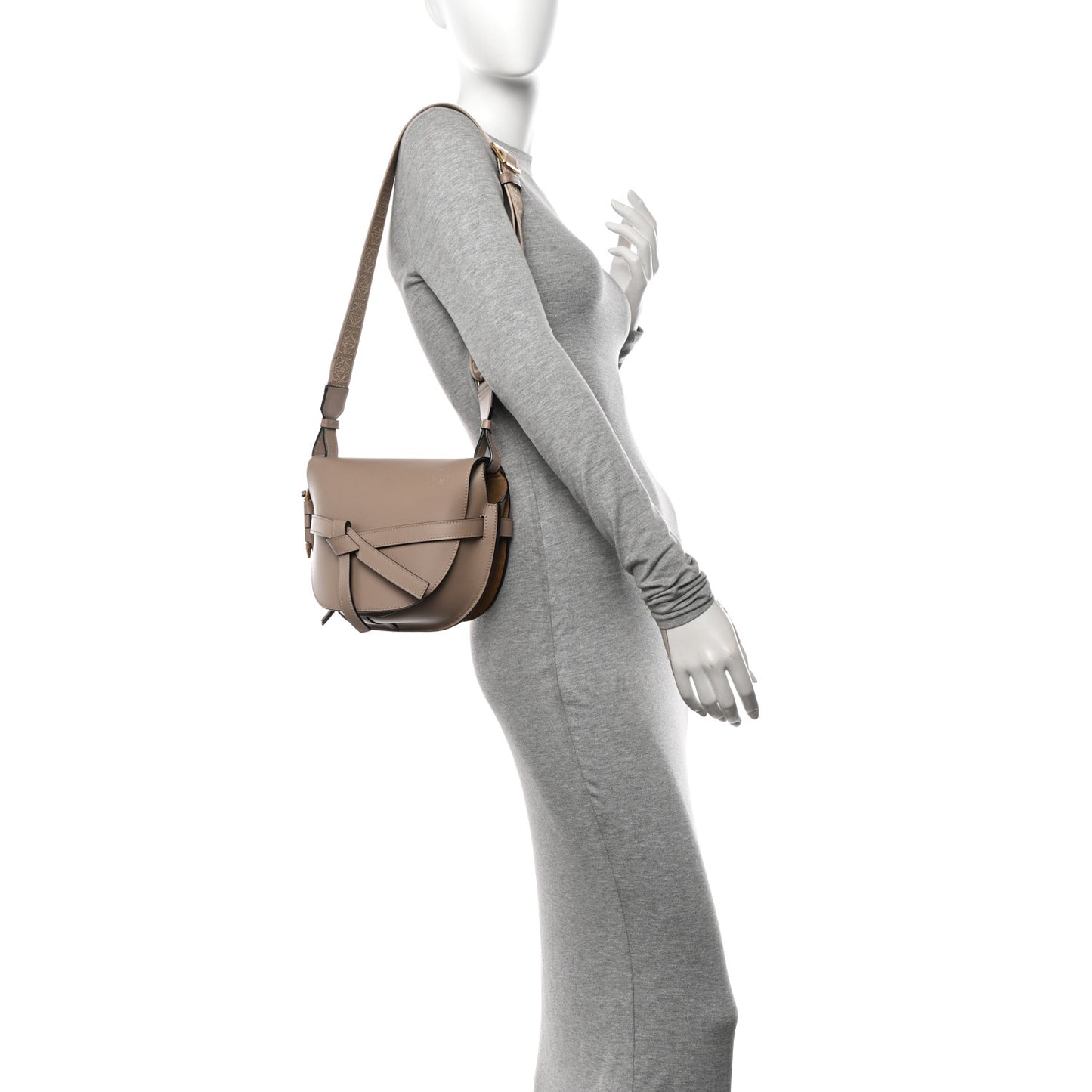 Soft Calfskin Jacquard Small Gate Crossbody Bag Sand