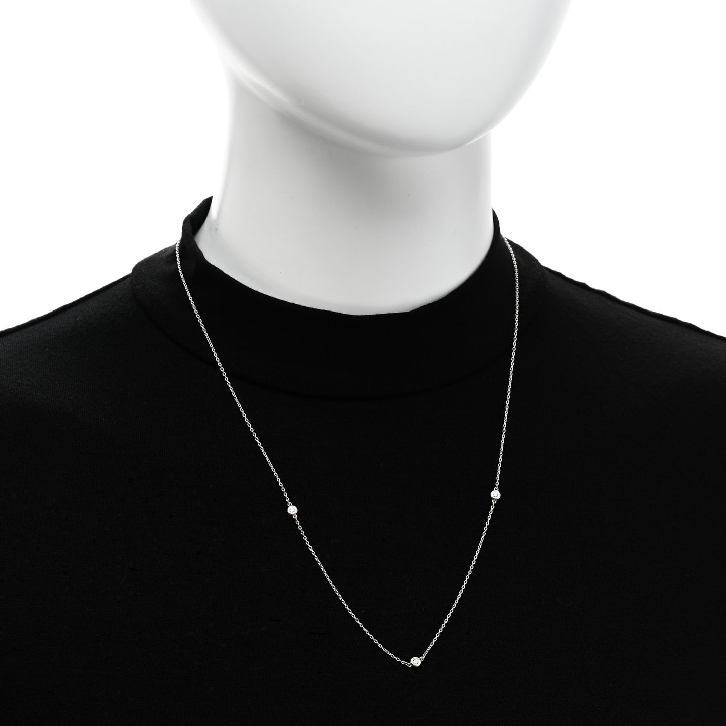 Sterling Silver Diamond .09ctw Elsa Peretti Diamonds by the Yard Three Station Necklace