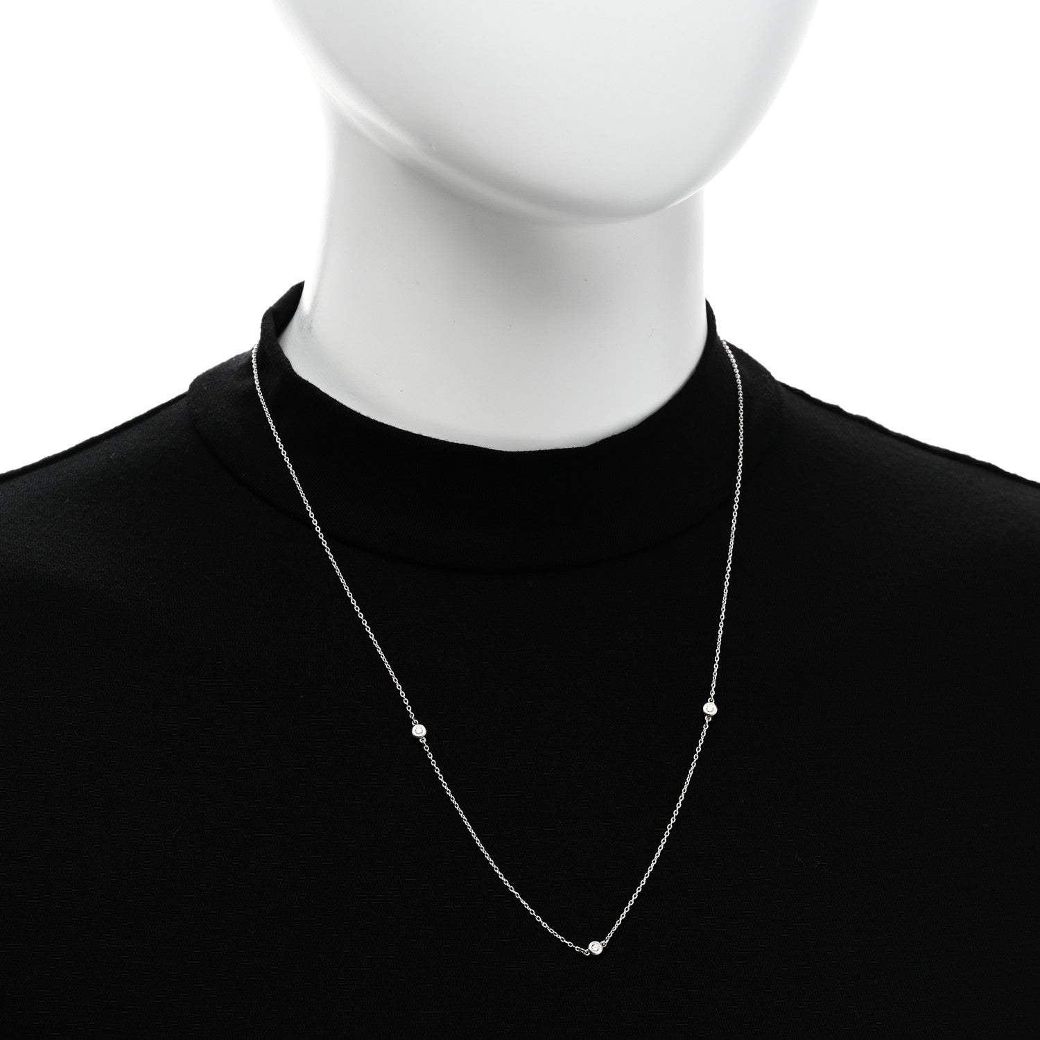 Tiffany Sterling Silver Diamond .09ctw Elsa Peretti Diamonds by the Yard Three Station Necklace 2 of 7
