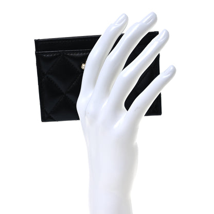 Chanel Lambskin Quilted Pearl CC Chanel Card Holder Black 2 of 9