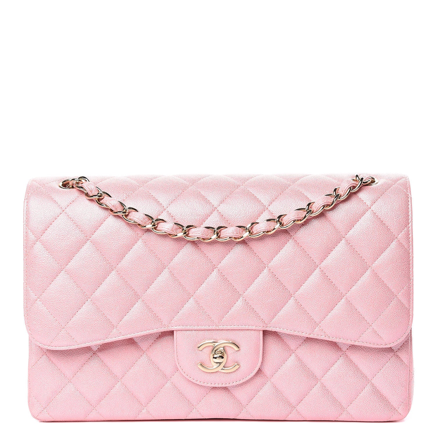 Chanel Iridescent Caviar Quilted Jumbo Double Flap Pink 1 of 11