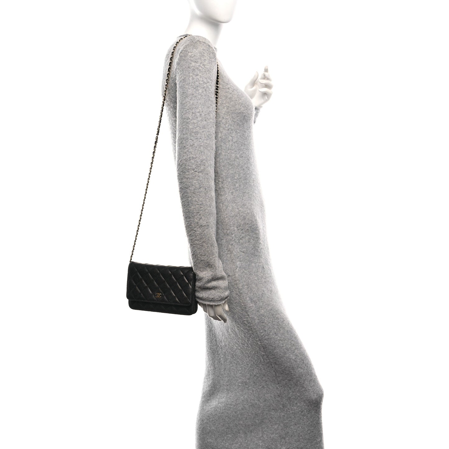 Caviar Quilted Wallet On Chain WOC Black