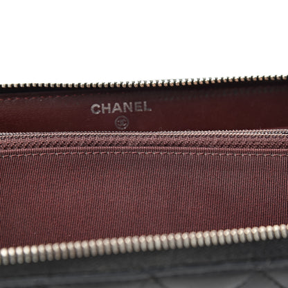 Chanel Lambskin Quilted Large Gusset Zip Around Wallet Black 12 of 19