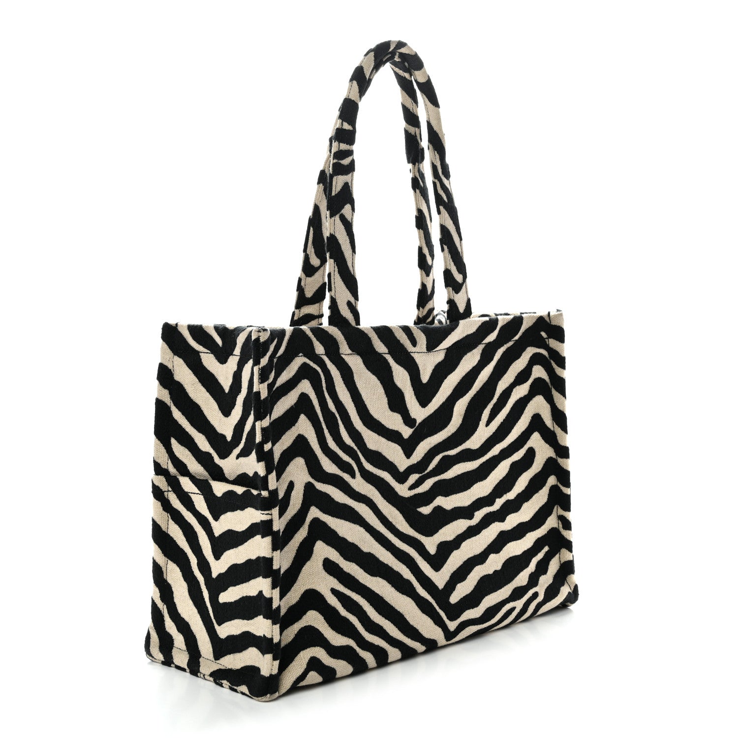 Celine Canvas Calfskin Triomphe Large Cabas Thais Natural Black 3 of 10