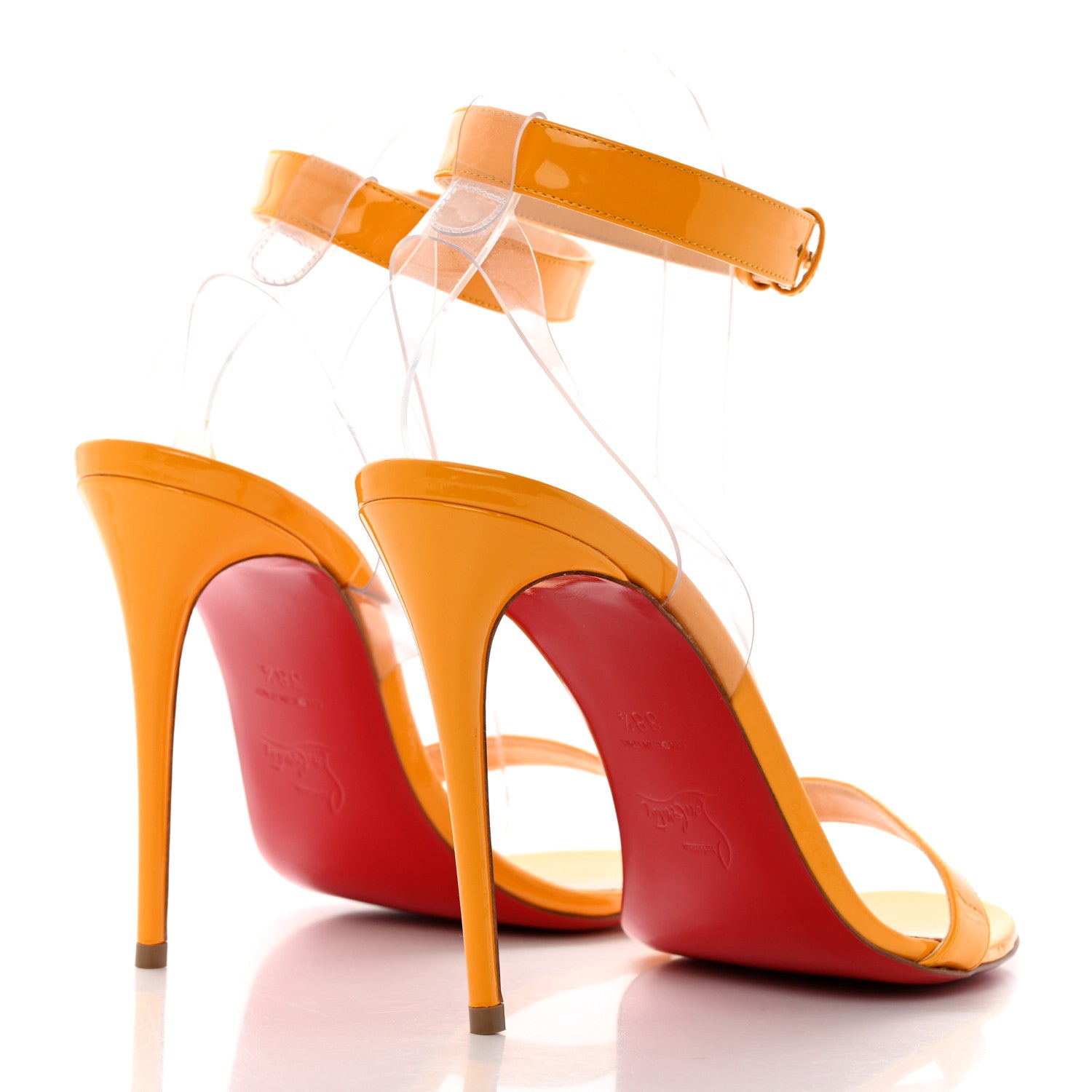 Christian Louboutin Patent PVC Jonatina 100 Sandals 38.5 Topaz Transparent 4 of 8