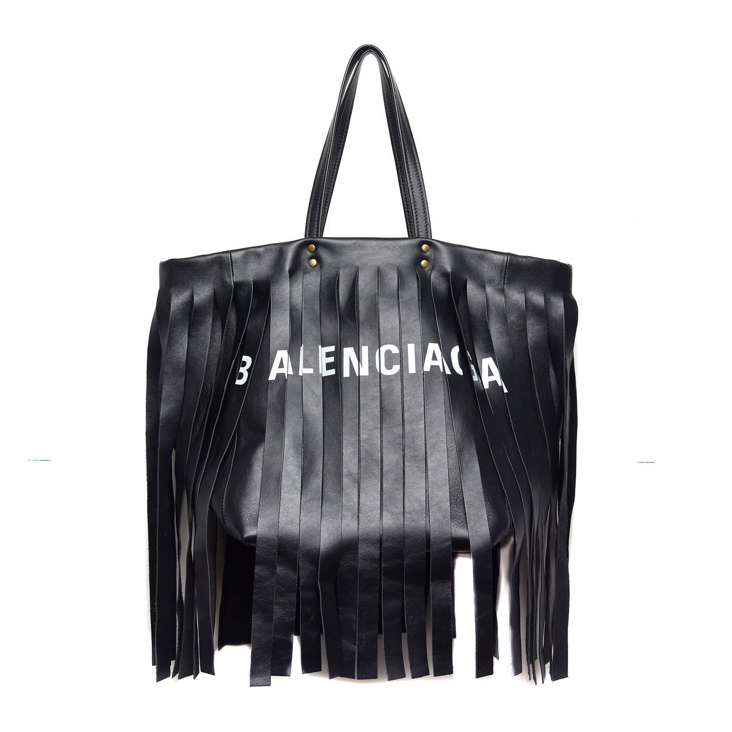 Balenciaga Calfskin Fringe Laundry Cabas Black 1 of 10