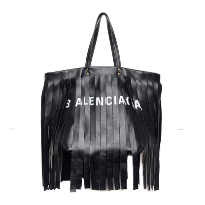 Balenciaga Calfskin Fringe Laundry Cabas Black 1 of 10