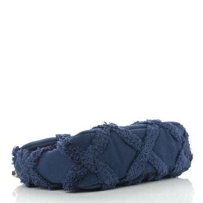 Chanel Cotton Canvas Quilted Medium Chanel 19 Flap Navy Blue 4 of 14