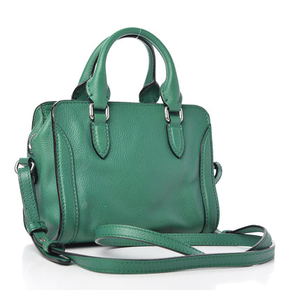 Alexander McQueen Pebbled Calfskin Small Skull Padlock Zip Around Tote Green 3 of 9