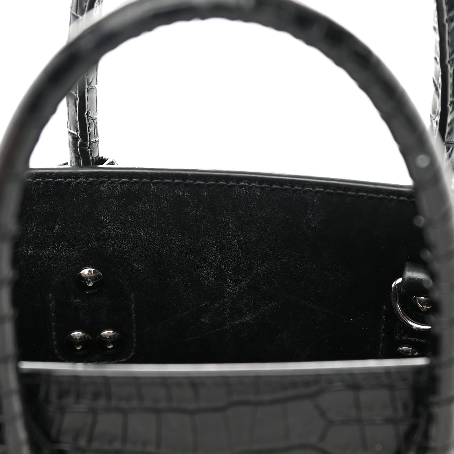 Calfskin Crocodile Embossed Baby Sac De Jour Black