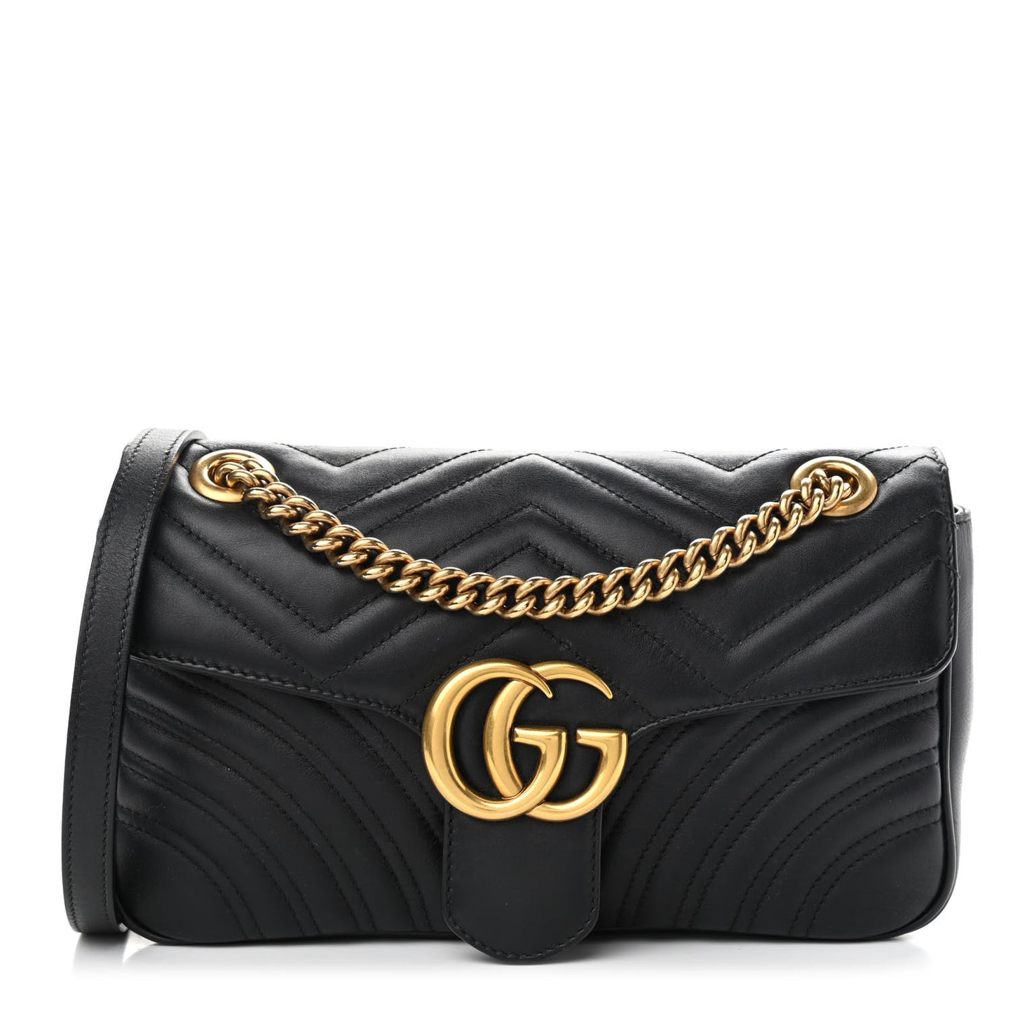 Calfskin Matelasse Small GG Marmont Shoulder Bag Black