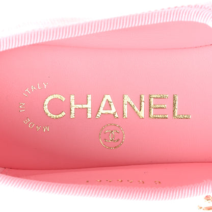 Chanel Fabric Grosgrain Mary Jane Flats 37 Light Pink Black 8 of 9
