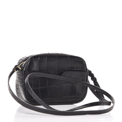 Alexander McQueen Calfskin Crocodile Embossed Camera Shoulder Bag Black 3 of 6