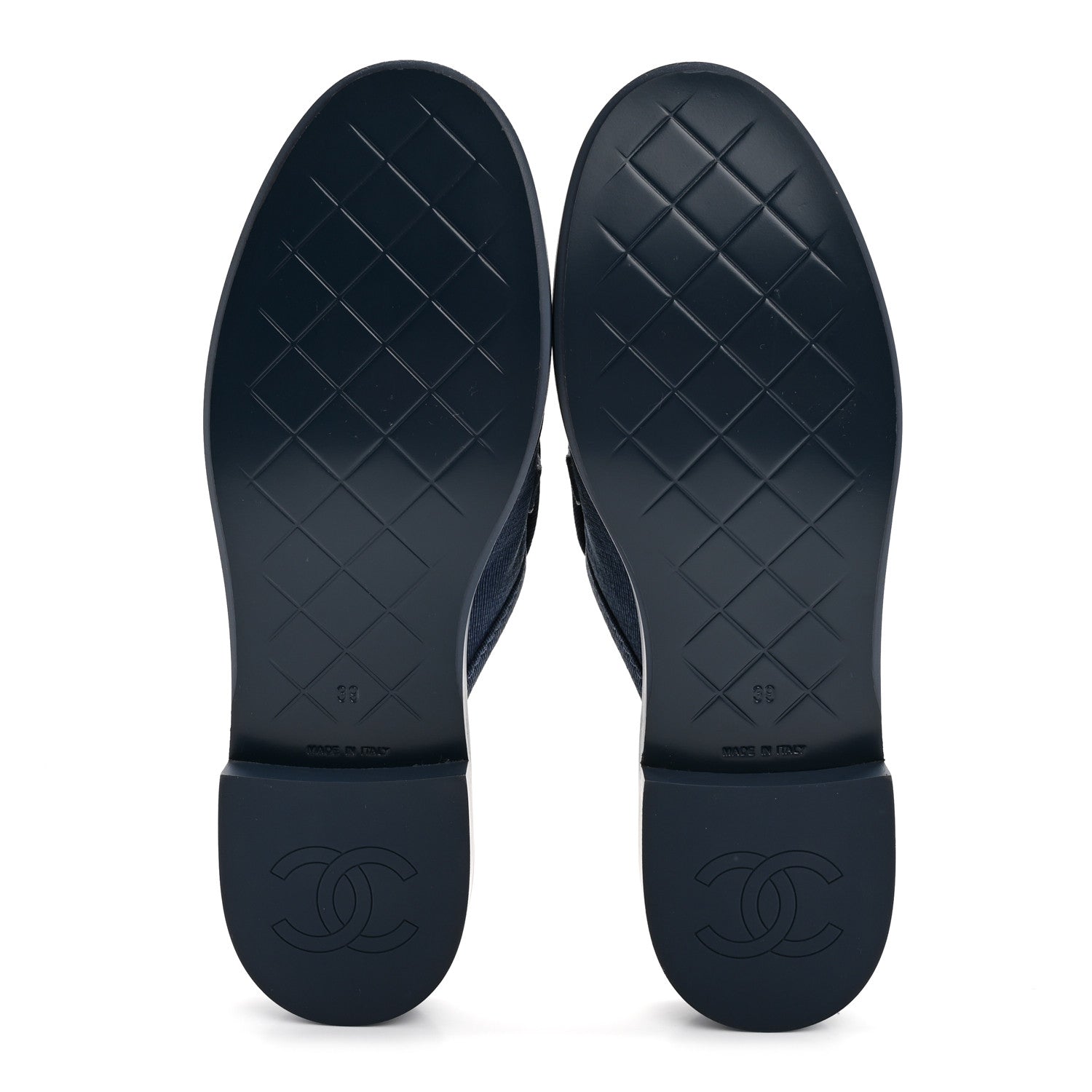 Chanel Fabric Quilted CC Turnlock Mules 39 Blue 6 of 9