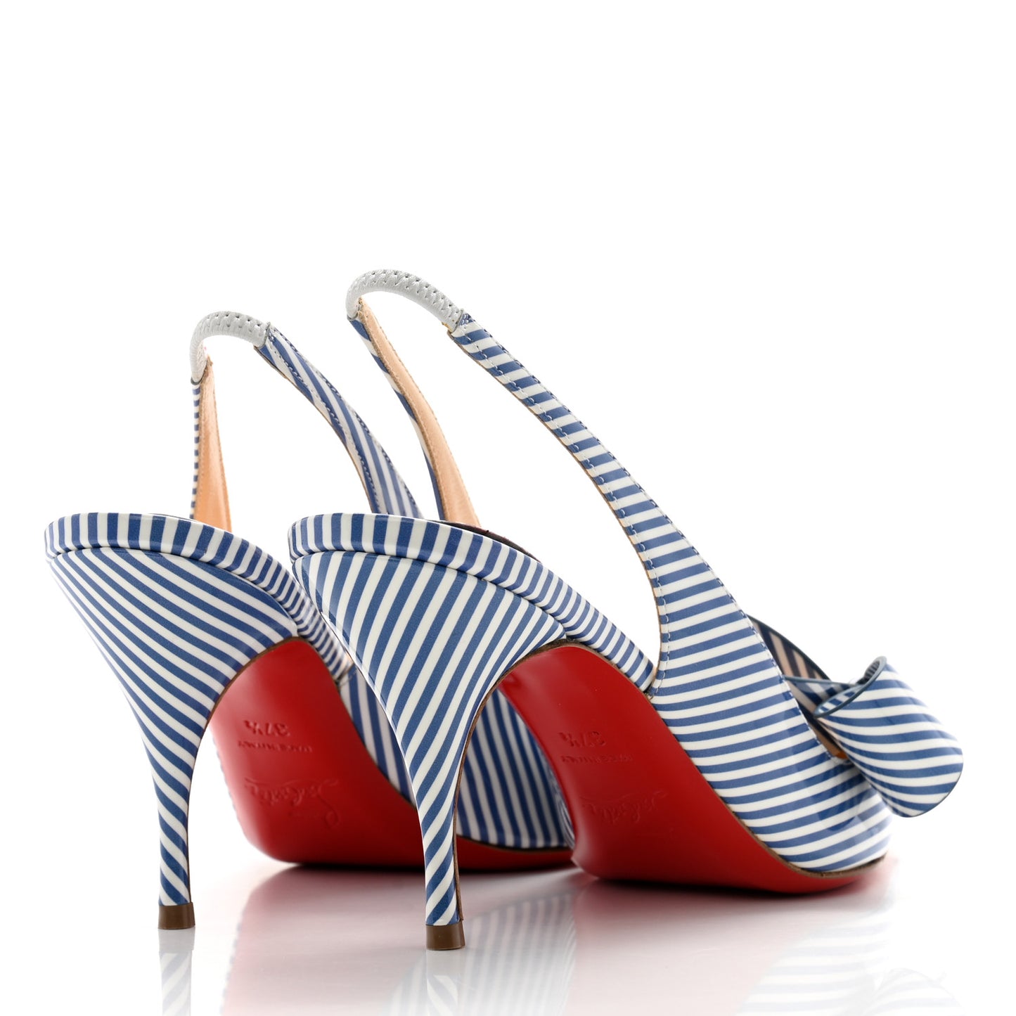 Patent Stripes Clare Nodo 80 Pumps 37.5 Jeans White