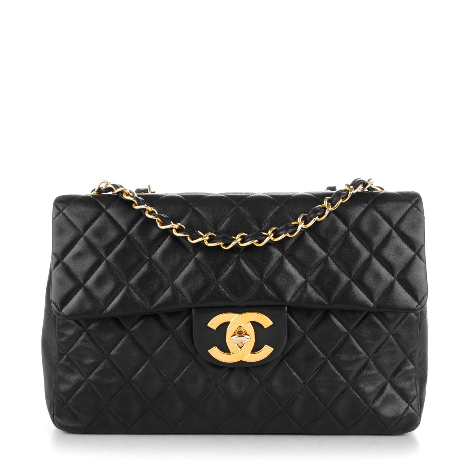 Chanel Lambskin Quilted XL Jumbo Single Flap Black 1 of 10