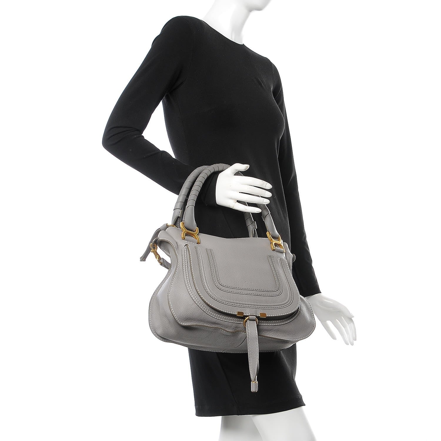 Chloe Calfskin Small Marcie Satchel Cashmere Grey 2 of 8