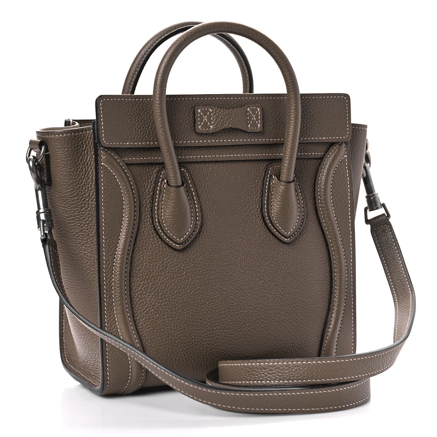 Celine Drummed Calfskin Nano Luggage Souris 3 of 9