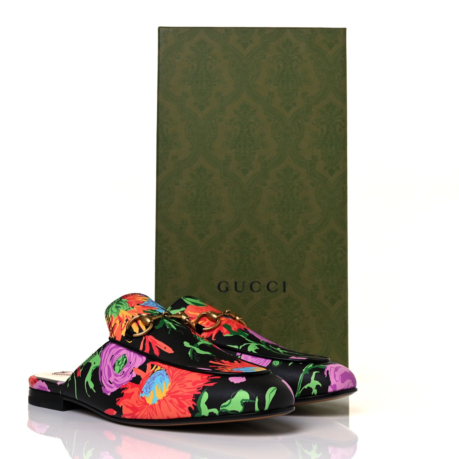 Gucci X KEN SCOTT Canvas Infinity Jenni Women's Princetown Slippers 36 Black Pink 10 of 10